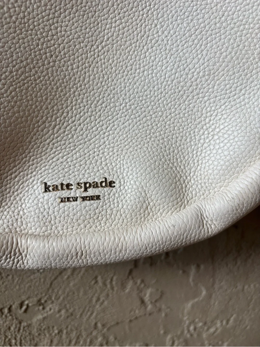 kate spade Cream Pebbled Leather Crescent Shoulder Bag
